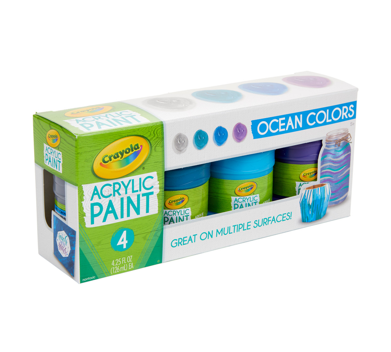 Crayola Multi-Surface Acrylic Paint, Ocean Colors 4pc - 01350168 - Mogahwi  Stationery